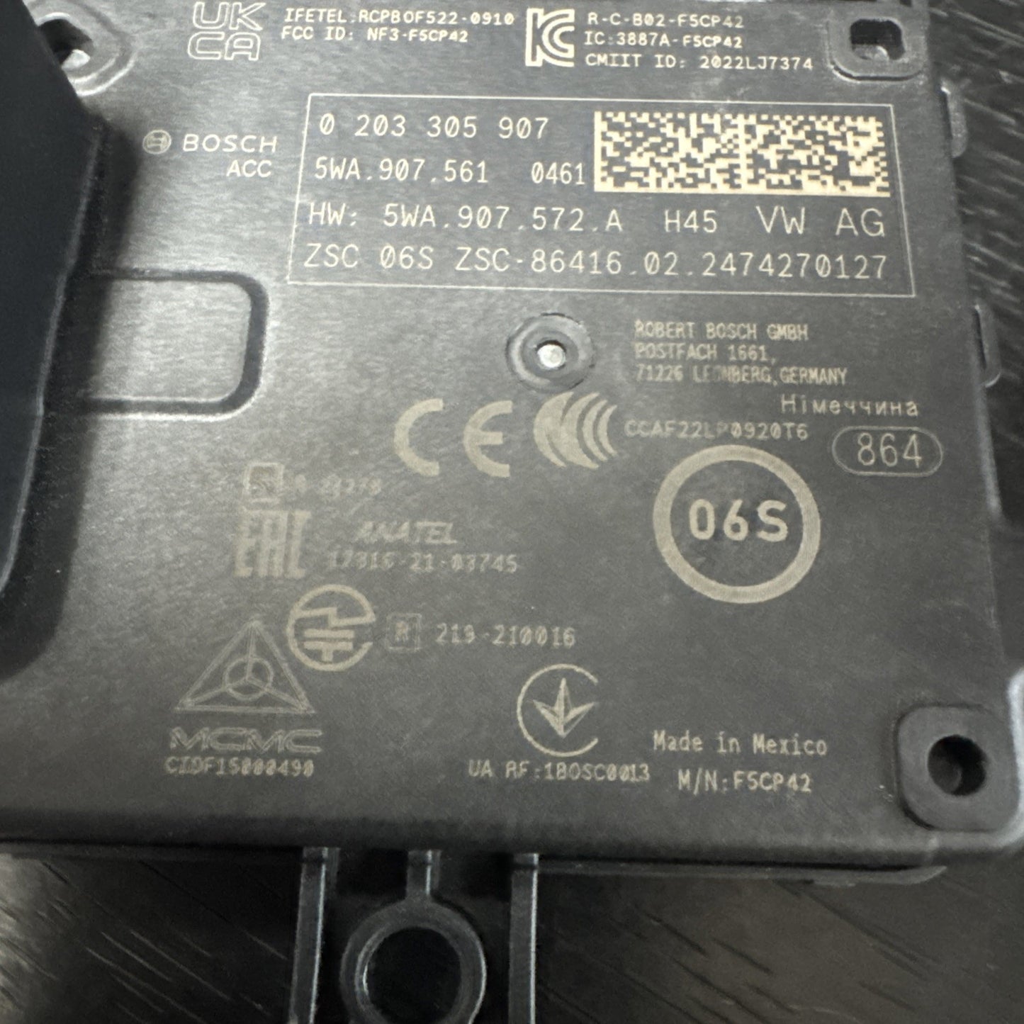 Audi Volkswagen Front Cruise Control Distance Sensor 5WA907561 OEM