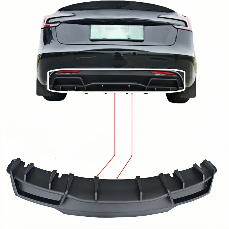 Tesla Model 3 2024–2026 Rear Lower Bumper Diffuser Textured Black