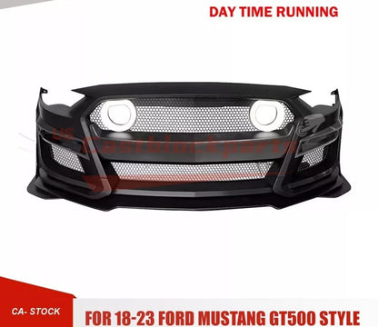 For 2018-2023 Ford Mustang Front Bumper Cover Kits W/ LED Grille GT500 Style NEW