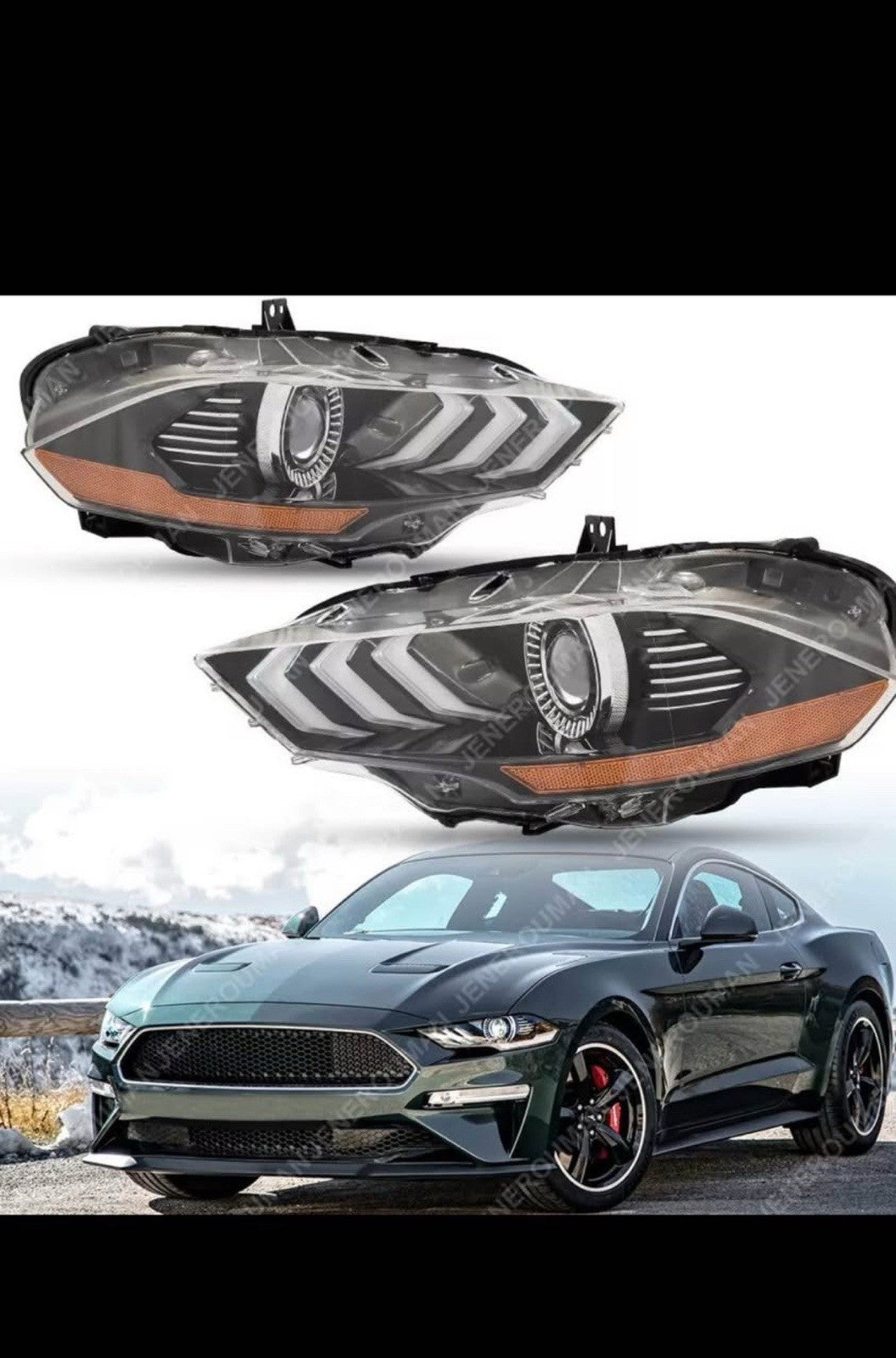 Pair of Headlights For 18-23 Ford Mustang Full LED Projector Headlamps DRL LH RH