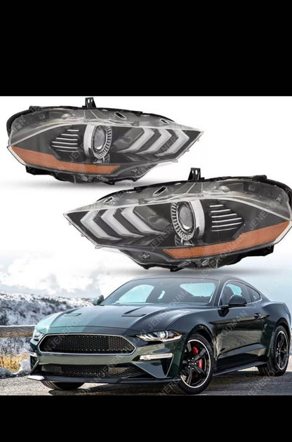 Pair of Headlights For 18-23 Ford Mustang Full LED Projector Headlamps DRL LH RH