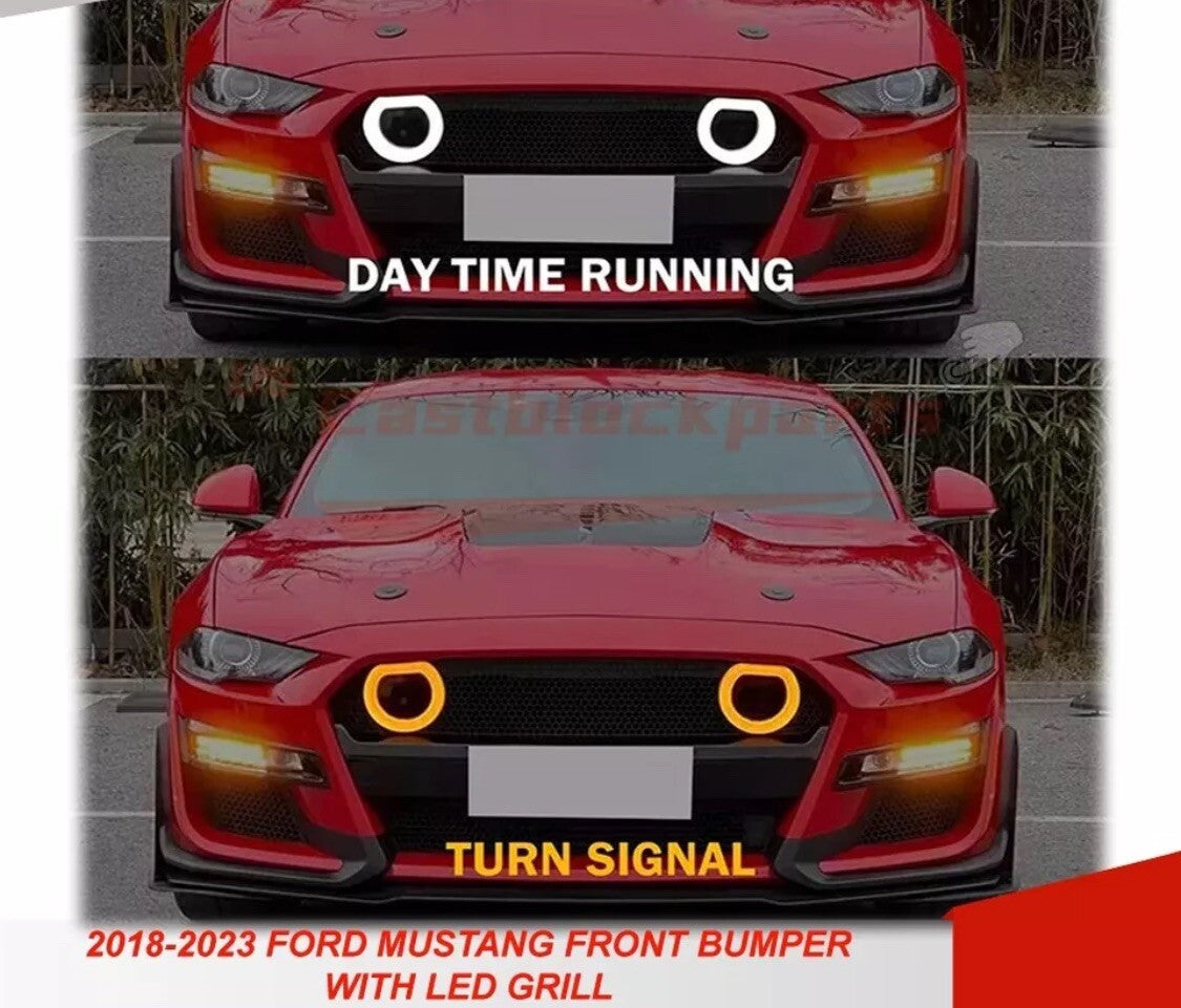 For 2018-2023 Ford Mustang Front Bumper Cover Kits W/ LED Grille GT500 Style NEW