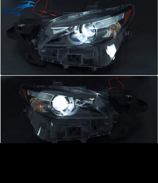 Left+Right Side Headlight Black For Mazda CX-9 2016-2022 23 Halogen LED w/o AFS