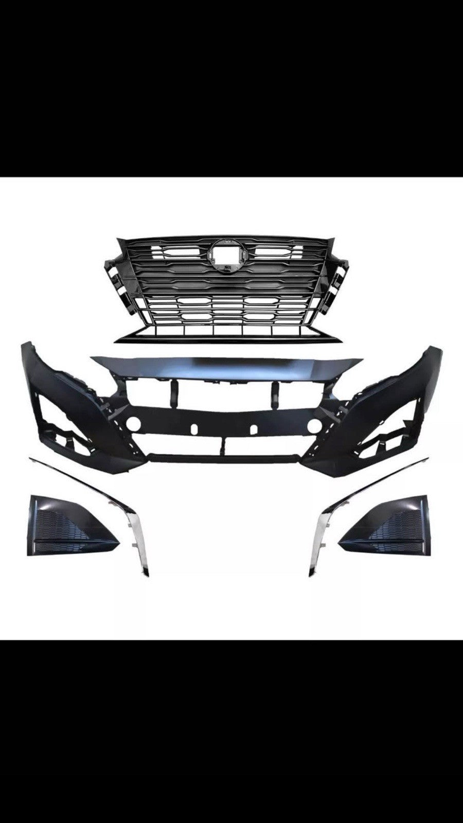 Front Bumper Grille With Fog Cover Trims Set Fits 23-24-25 Nissan Altima S SL SV