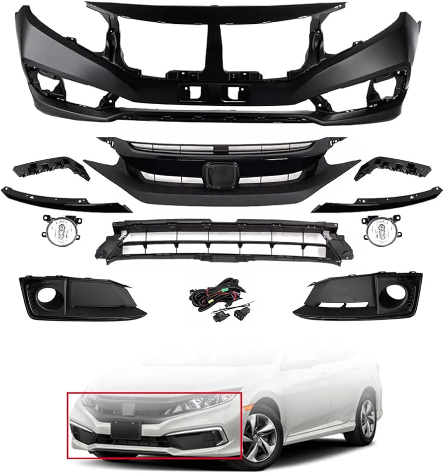 2019-2021 Honda Civic Sedan Front Bumper Cover Kit OEM Style Replacement