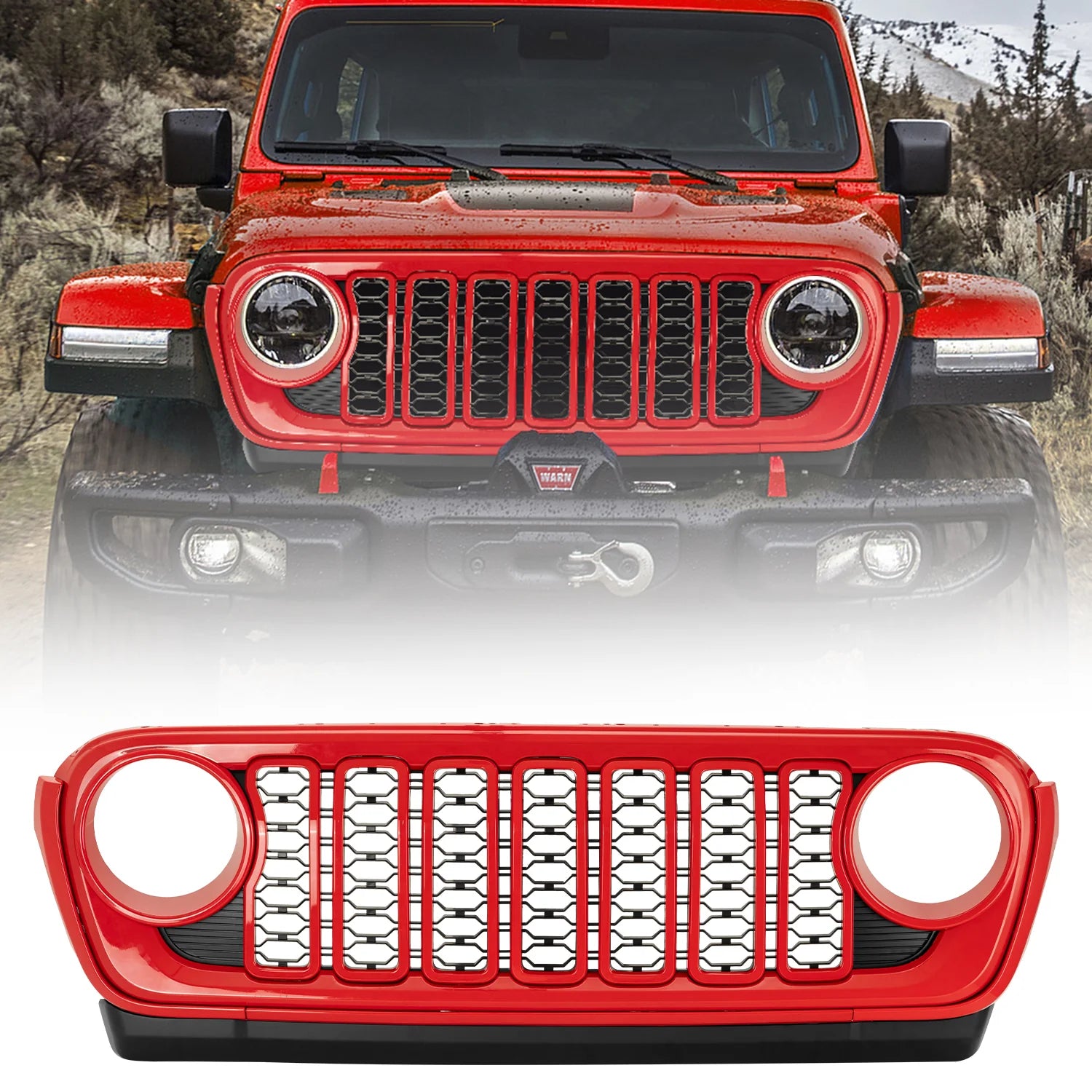 Jeep Wrangler JL 2018-2023 Front Grille 2025 Style Upgrade Red