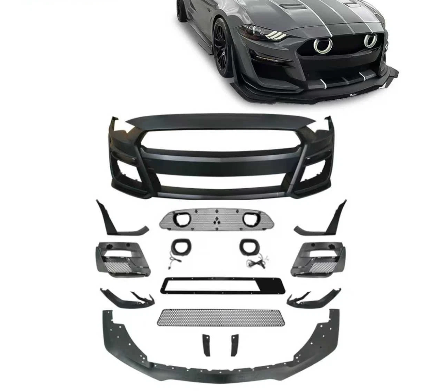 Ford Mustang GT500 2018-2023 Front Bumper Kit With Lights