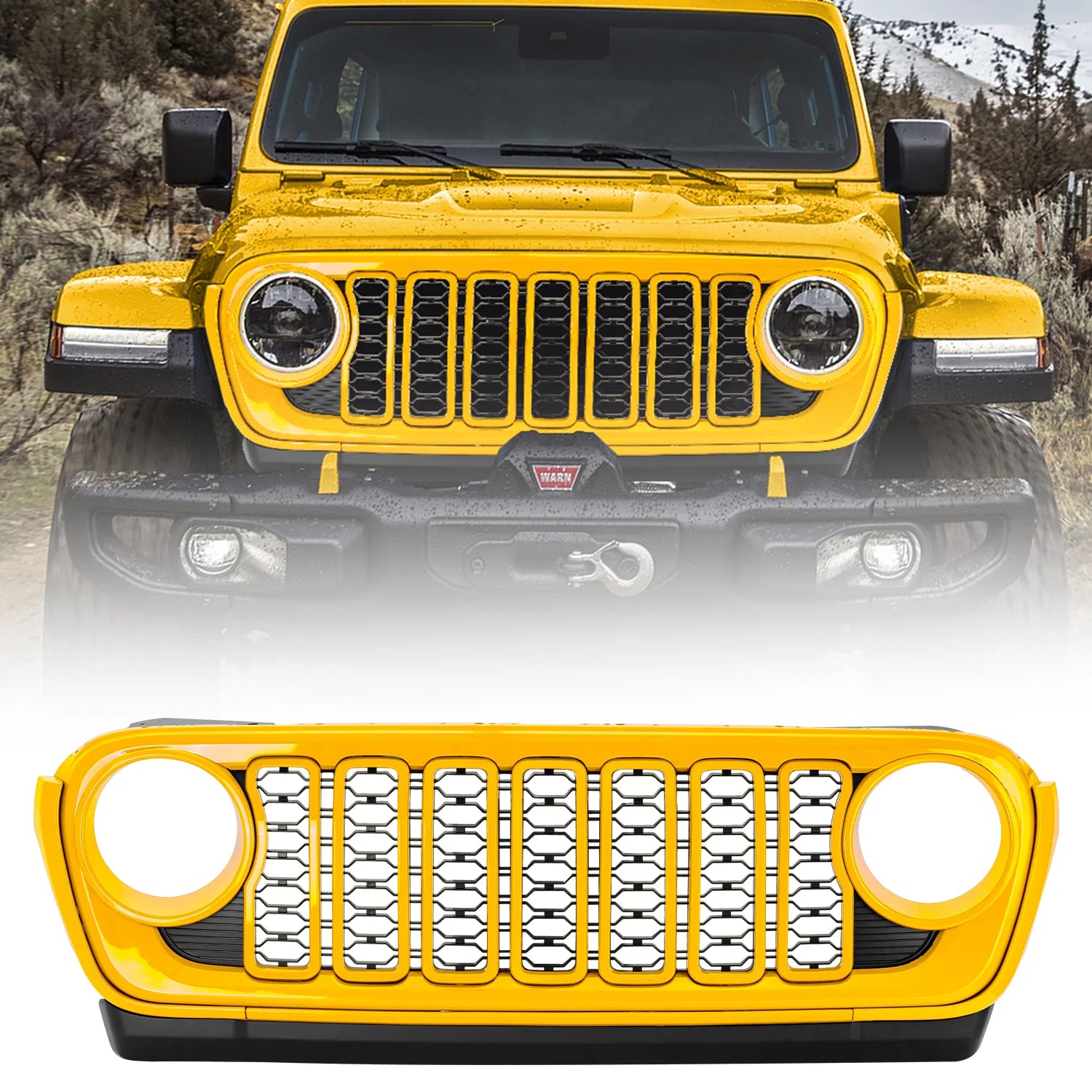 Jeep Wrangler JL 2018-2023 Front Grille 2024 Style Upgrade Yellow