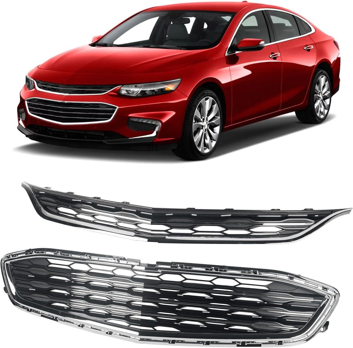 Chevrolet Malibu 2016-2018 Front Upper & Lower Grille Assembly Kit OEM 84061034 84159846